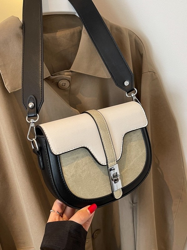 Ženska saddle torba u francuskom stilu od denima, ljeto 2025, luksuzna crossbody torba s kontrastnim bojama