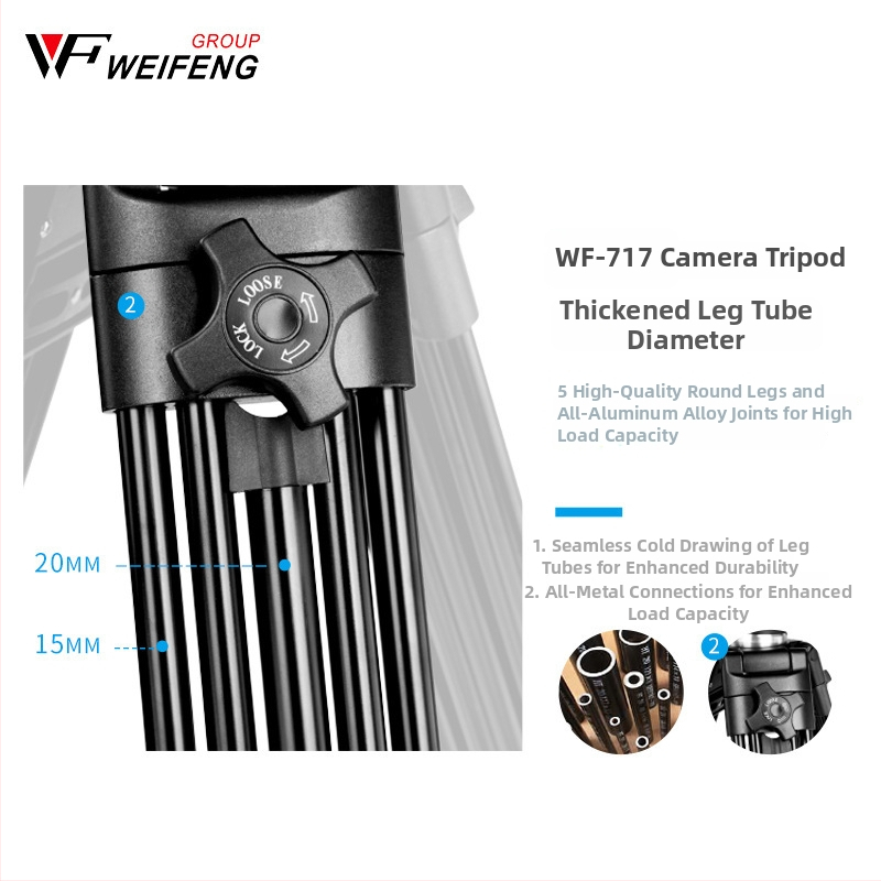 Weifeng WF717 hliníkový statív s hydraulickou pan-tilt hlavou, výška 1,8 m
