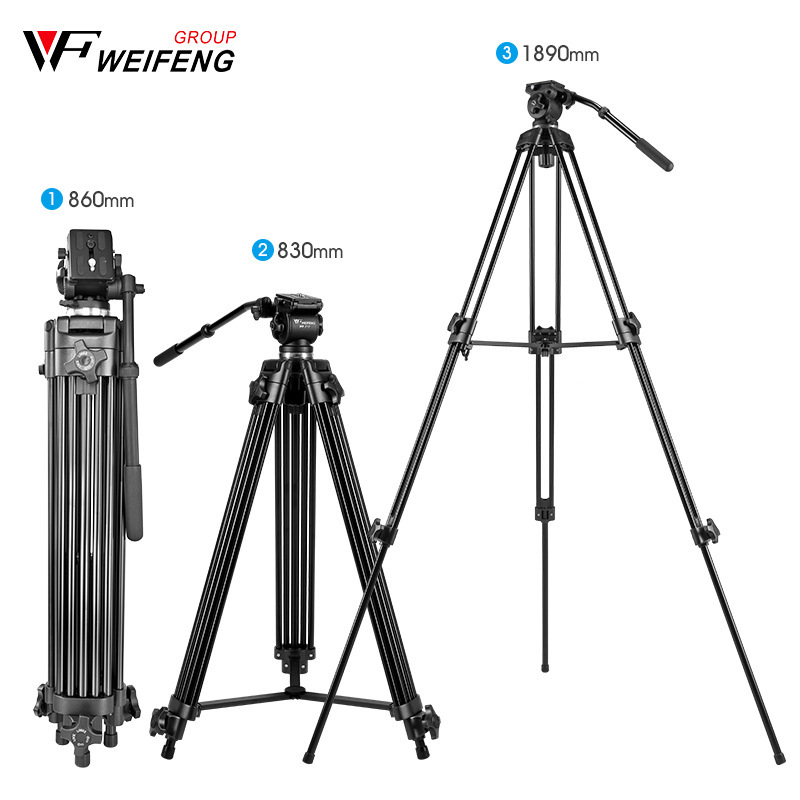 Weifeng WF717 Τρίποδο από αλουμίνιο με υδραυλική κεφαλή παν-tilt, ύψος 1,8 m