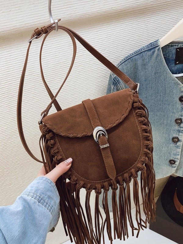 Maillard ženska torbica 2026 s resicama, retro stil sedla, casual crossbody