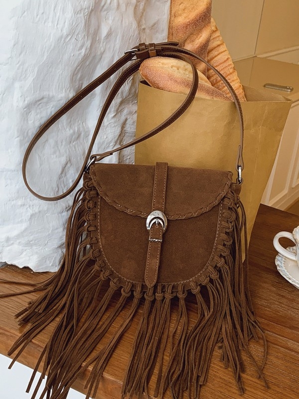 Maillard ženska torbica 2026 s resicama, retro stil sedla, casual crossbody
