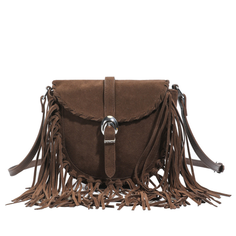 Maillard ženska torbica 2026 s resicama, retro stil sedla, casual crossbody