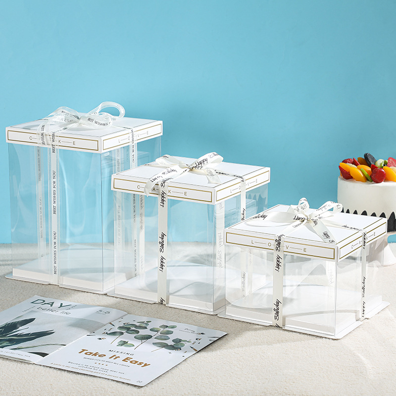Cutie transparentă pentru tort de ziua de naștere, disponibile în dimensiuni de 6, 8, 10 și 12 inch, strat simplu sau dublu, construcție robustă