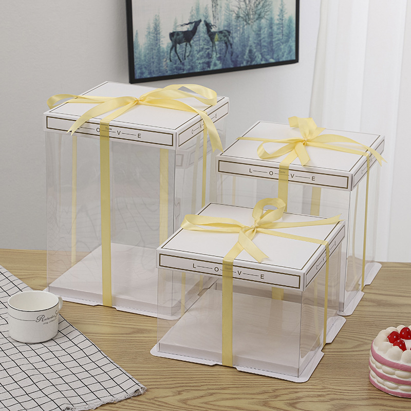 Cutie transparentă pentru tort de ziua de naștere, disponibile în dimensiuni de 6, 8, 10 și 12 inch, strat simplu sau dublu, construcție robustă