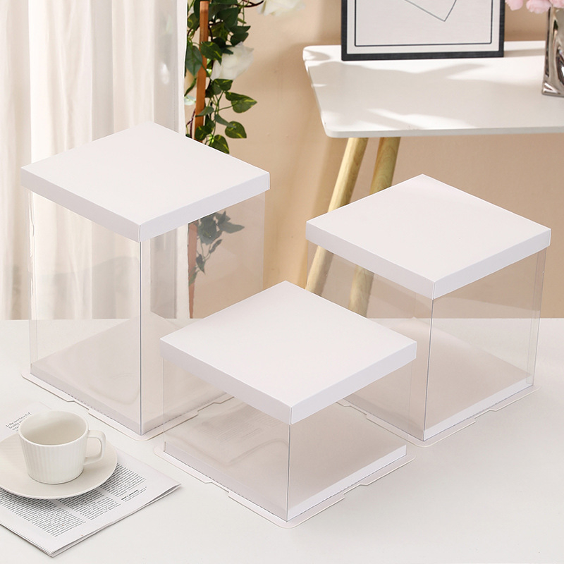 Cutie transparentă pentru tort de ziua de naștere, disponibile în dimensiuni de 6, 8, 10 și 12 inch, strat simplu sau dublu, construcție robustă