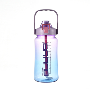 Sticlă de apă portabilă, 2000 ml, cu pai, pentru exterior, din plastic