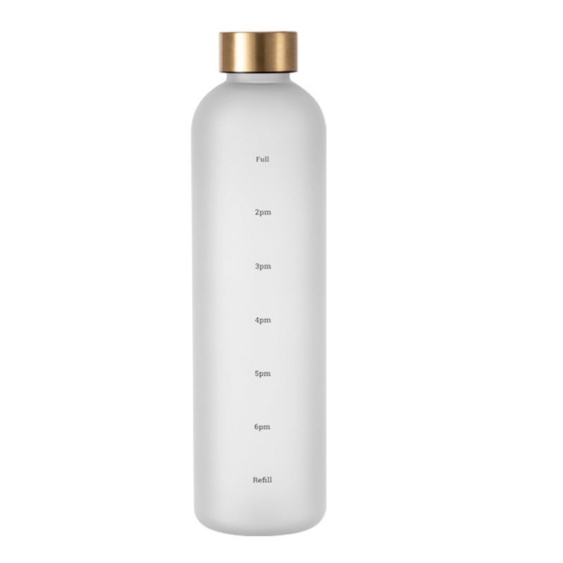 Pahar plastic în stil spațial, 1000 ml, recipient sport cu capacitate mare, mat, rezistent la cădere, pentru prindere în mână, cu scară de măsurare