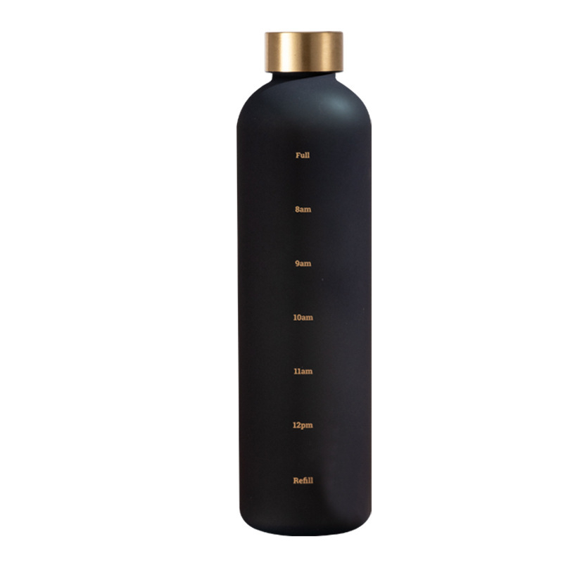 Pahar plastic în stil spațial, 1000 ml, recipient sport cu capacitate mare, mat, rezistent la cădere, pentru prindere în mână, cu scară de măsurare