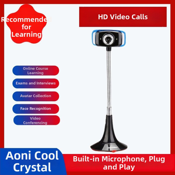 Aoni Cool Crystal HD USB webkamera s vstavaným mikrofónom, pre stolný počítač a notebook, Plug-and-Play, 640x480 @30fps