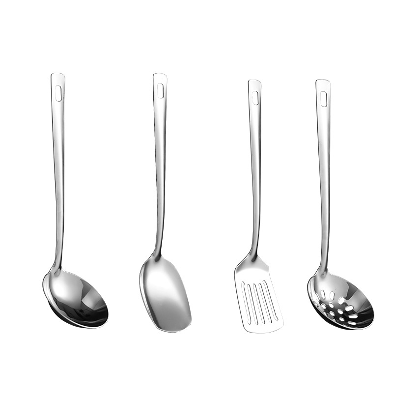 Set de ustensile bucătărie din oțel inoxidabil 201 – lingură și spatulă, antiaderent, rezistent la temperaturi înalte, stil minimalist modern
