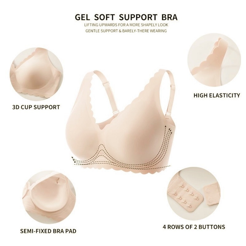 Yasha Beauty Plus-Size Jelly Push-Up grudnjak za žene, 3/4 šalice, mekana podrška, protiv pada, stražnje zatvaranje s dva reda kopči