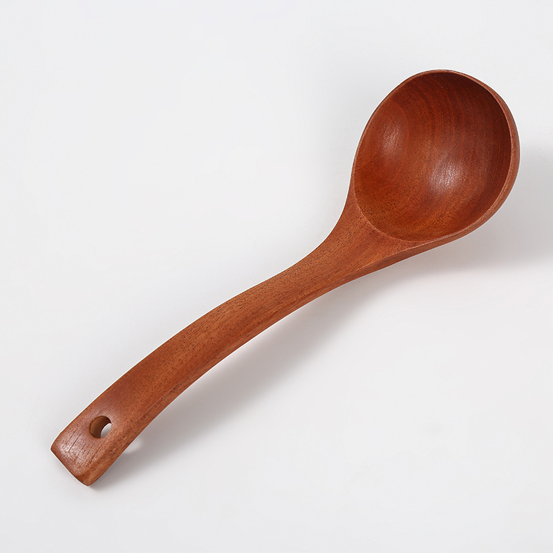 Set de spatule din lemn cu mâner lung pentru gătit: spatulă pentru prăjit, lingură pentru supă și lingură de orez
