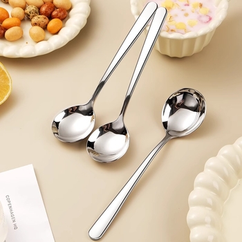 Lingură rotundă din oțel inoxidabil 316, rafinată și elegantă în stil coreean, lingură de bucătărie pentru mâncare și supă, cu mâner îngroșat