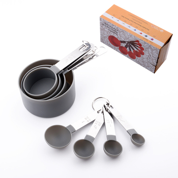 Dawn set de 8 piese de cupe de măsurare din plastic PP, cu linguri gradate din oțel inoxidabil, pentru cafea