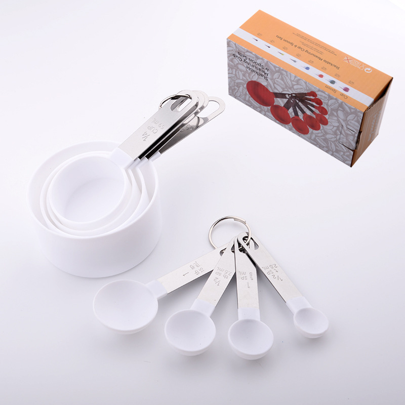 Dawn set de 8 piese de cupe de măsurare din plastic PP, cu linguri gradate din oțel inoxidabil, pentru cafea
