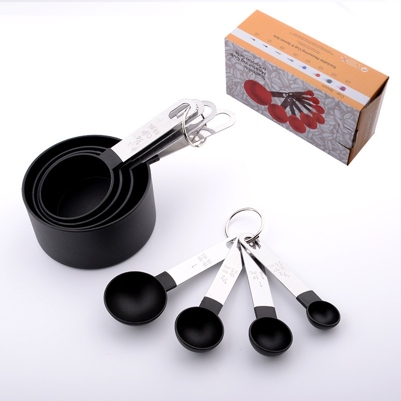 Dawn set de 8 piese de cupe de măsurare din plastic PP, cu linguri gradate din oțel inoxidabil, pentru cafea