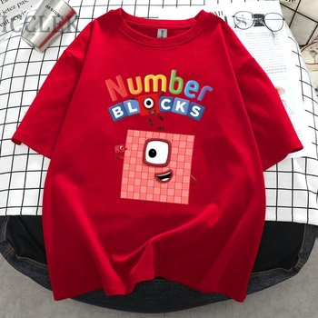 Παιδικό T-shirt με σχέδιο Numberblocks – αριθμητικά blocks, χαλαρή εφαρμογή, κοντά μανίκια, στρογγυλός λαιμός, καλοκαιρινά ρούχα για νεογέννητα
