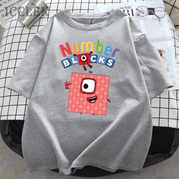 Παιδικό T-shirt με σχέδιο Numberblocks – αριθμητικά blocks, χαλαρή εφαρμογή, κοντά μανίκια, στρογγυλός λαιμός, καλοκαιρινά ρούχα για νεογέννητα