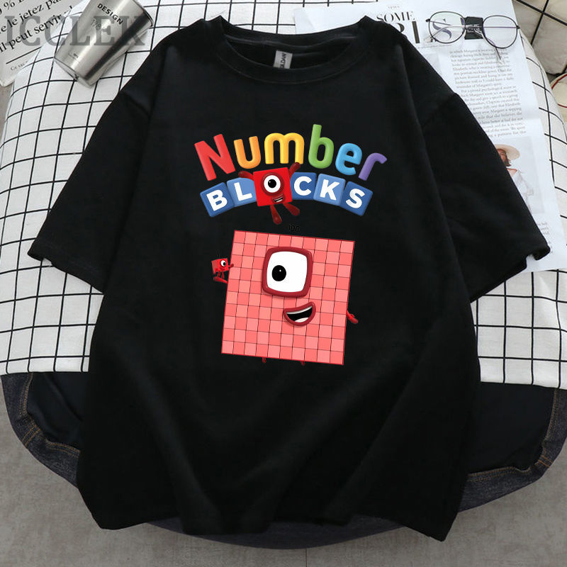 Παιδικό T-shirt με σχέδιο Numberblocks – αριθμητικά blocks, χαλαρή εφαρμογή, κοντά μανίκια, στρογγυλός λαιμός, καλοκαιρινά ρούχα για νεογέννητα