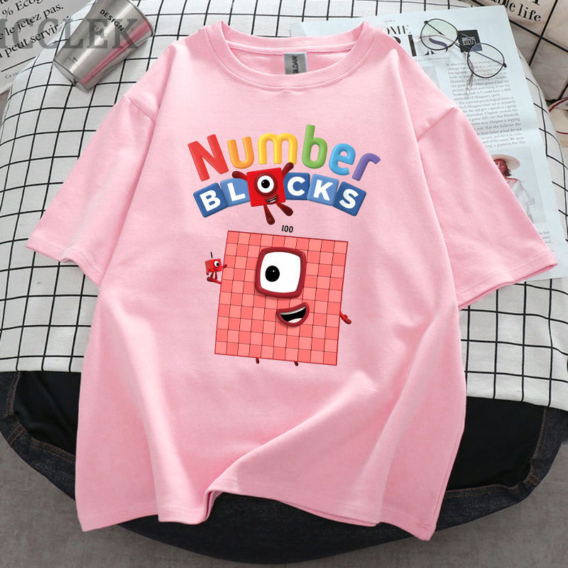 Παιδικό T-shirt με σχέδιο Numberblocks – αριθμητικά blocks, χαλαρή εφαρμογή, κοντά μανίκια, στρογγυλός λαιμός, καλοκαιρινά ρούχα για νεογέννητα