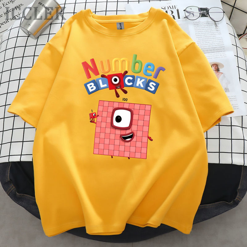 Παιδικό T-shirt με σχέδιο Numberblocks – αριθμητικά blocks, χαλαρή εφαρμογή, κοντά μανίκια, στρογγυλός λαιμός, καλοκαιρινά ρούχα για νεογέννητα