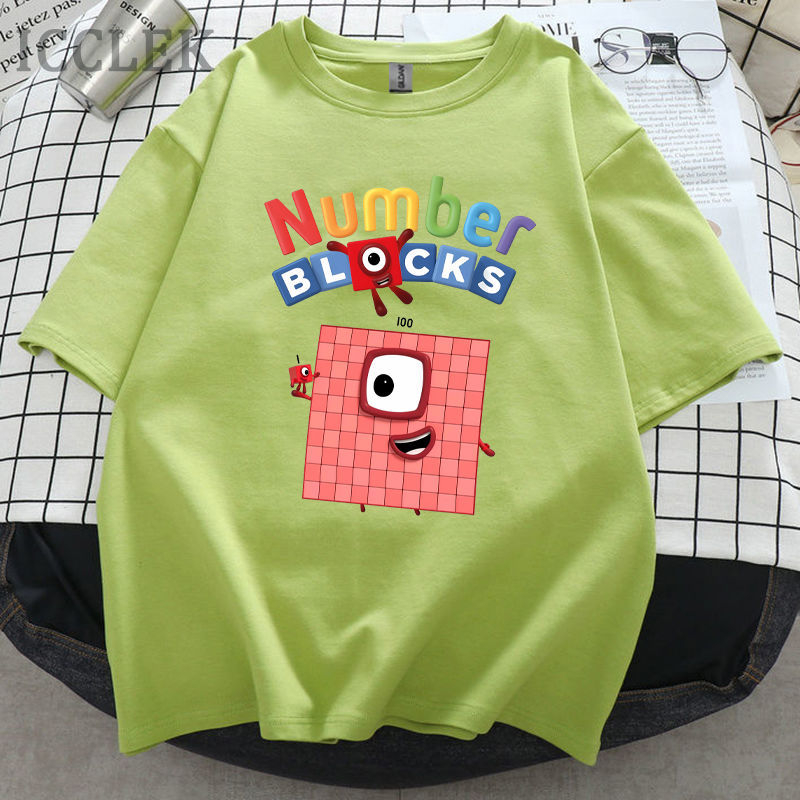 Παιδικό T-shirt με σχέδιο Numberblocks – αριθμητικά blocks, χαλαρή εφαρμογή, κοντά μανίκια, στρογγυλός λαιμός, καλοκαιρινά ρούχα για νεογέννητα