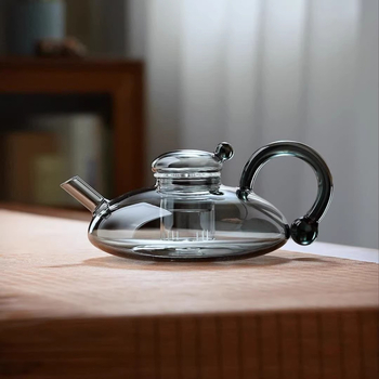 Ceainic din sticlă borosilikată pentru plită electrică, transparent, design rat-tail