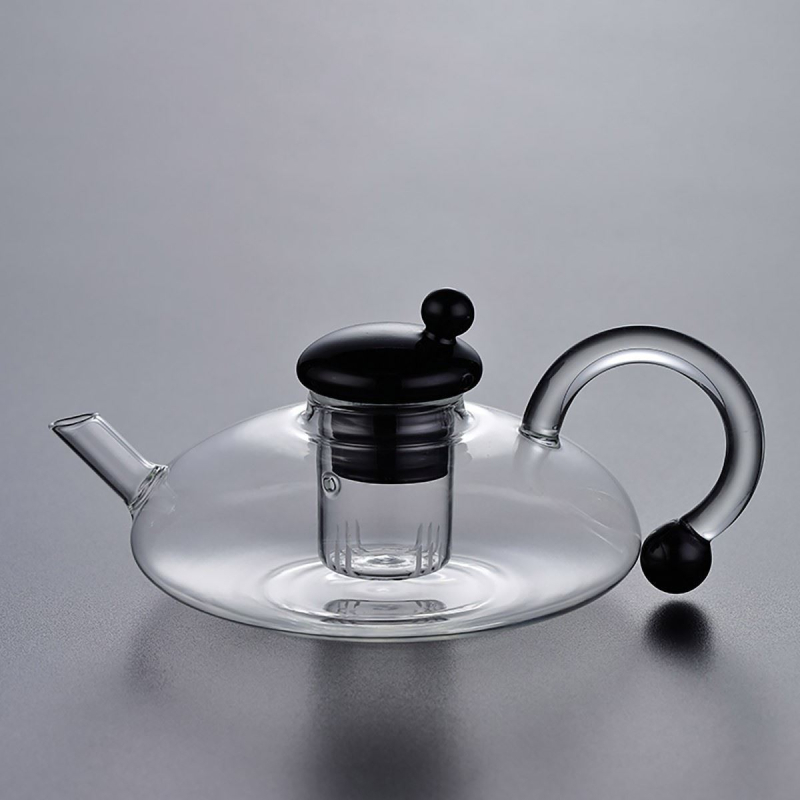Ceainic din sticlă borosilikată pentru plită electrică, transparent, design rat-tail