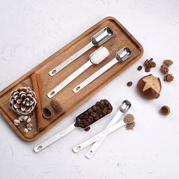 Set de 6 linguri de măsură, pătrate, din oțel inoxidabil, pentru lapte praf, cafea, coacere și condimente