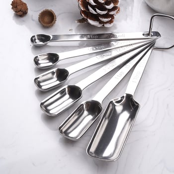 Set de 6 linguri de măsură, pătrate, din oțel inoxidabil, pentru lapte praf, cafea, coacere și condimente
