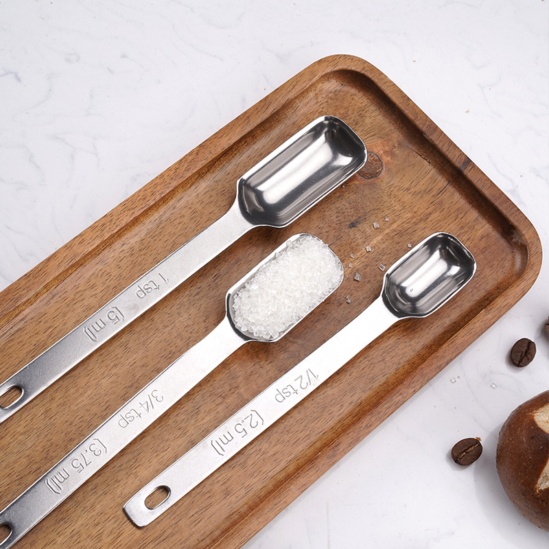 Set de 6 linguri de măsură, pătrate, din oțel inoxidabil, pentru lapte praf, cafea, coacere și condimente