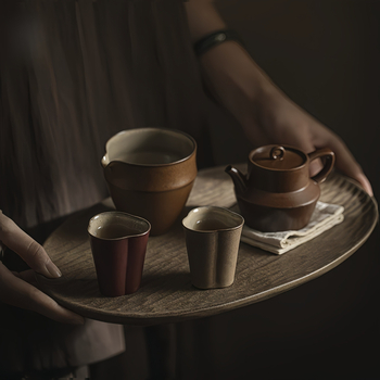 Yinchuantang tavă de ceai ceramică în stil japonez, set de ceai pentru uz casnic, suport pentru ceainic și accesorii pentru ceremonia ceaiului, masă din ceramică rustică