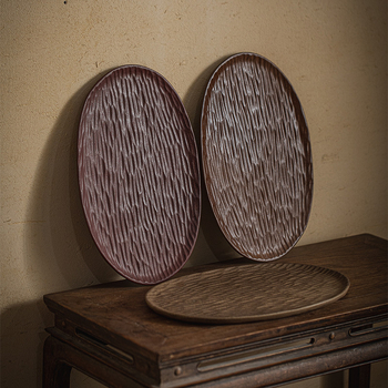 Yinchuantang tavă de ceai ceramică în stil japonez, set de ceai pentru uz casnic, suport pentru ceainic și accesorii pentru ceremonia ceaiului, masă din ceramică rustică