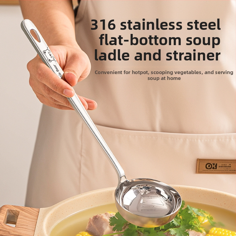 Lingură de supă din oțel inoxidabil 316, calitate alimentară, pentru uz casnic, design luxos, mâner lung