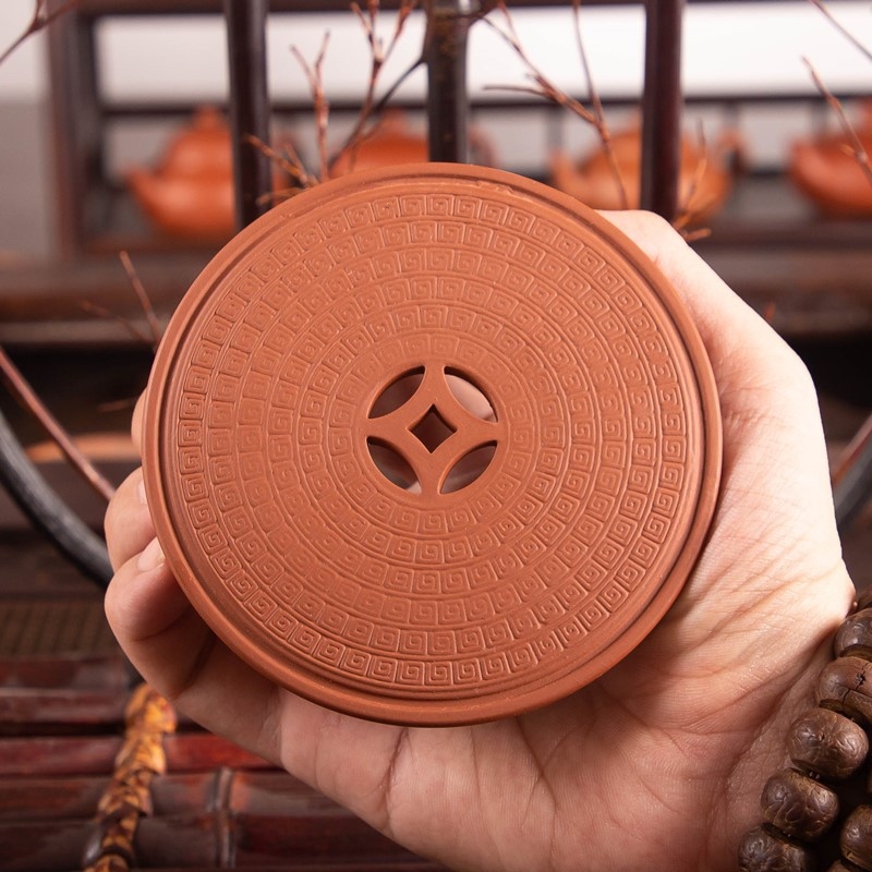 Suport pentru ceainic din lut mov și tavă – accesorii pentru ceremonia ceaiului, pad pentru ceainic și bază ceramică
