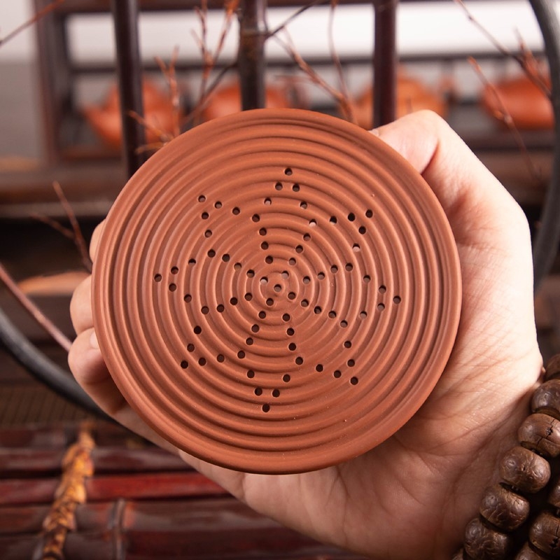 Suport pentru ceainic din lut mov și tavă – accesorii pentru ceremonia ceaiului, pad pentru ceainic și bază ceramică