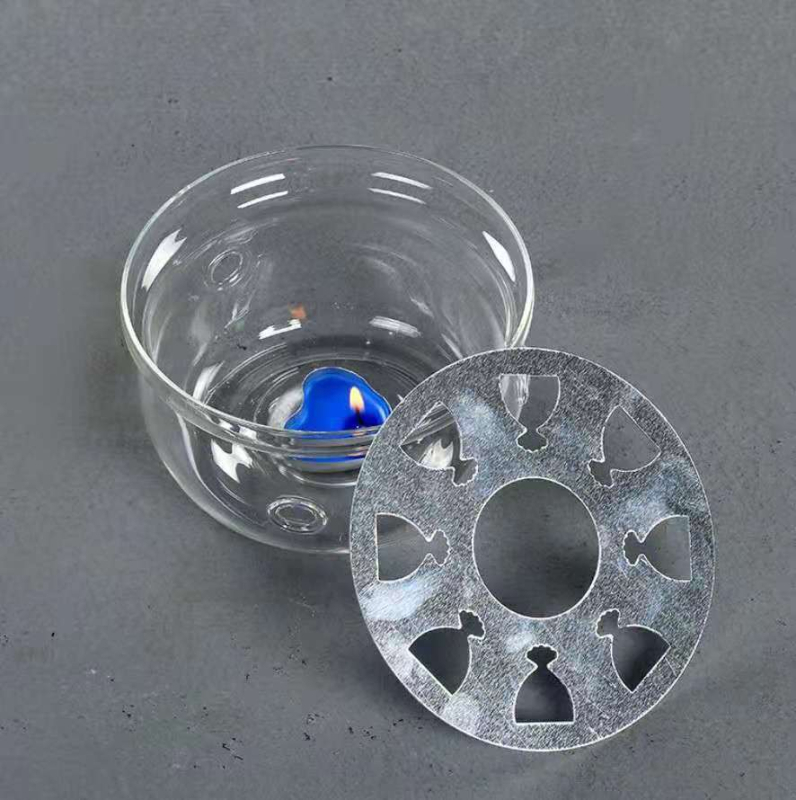 Bază pentru ceainic din sticlă borosilikată, încălzitor circular cu lumânare; accesoriu pentru setul de ceai cu imprimare a logo-ului