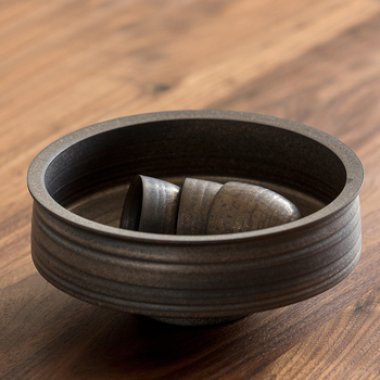 Vas ceramic pentru spălarea ceaiului, cu glazură ruginie și glazură auriu, depozitare ceramică, inserție floral Jian Shui pentru arta ceaiului, accesorii pentru ceremonia ceaiului