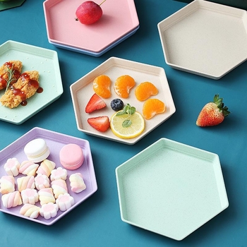Műanyag hexagonális snack- és gyümölcstál, háztartási használatra, asztalra, logóval nyomtatva, testreszabható