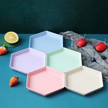 Műanyag hexagonális snack- és gyümölcstál, háztartási használatra, asztalra, logóval nyomtatva, testreszabható