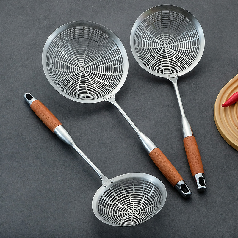 Colander pentru bucătărie de casă, cu cârlig la capăt, oțel inoxidabil 304, sită filtrantă