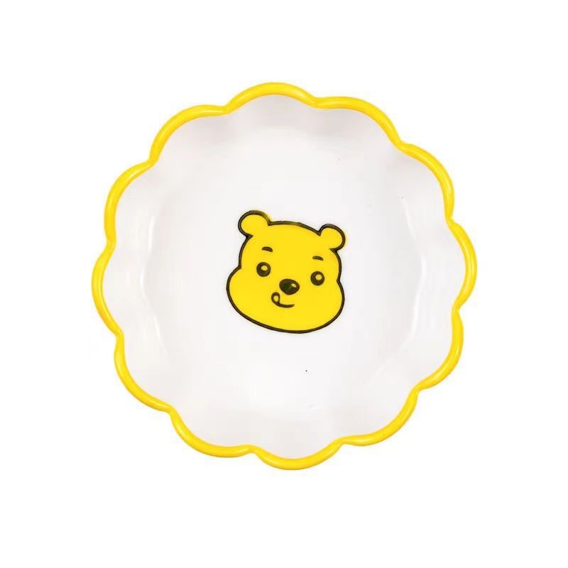 Farfurie ceramică desenată manual cu animale într-un stil drăguț – margine dantelată, pentru sosuri și gustări
