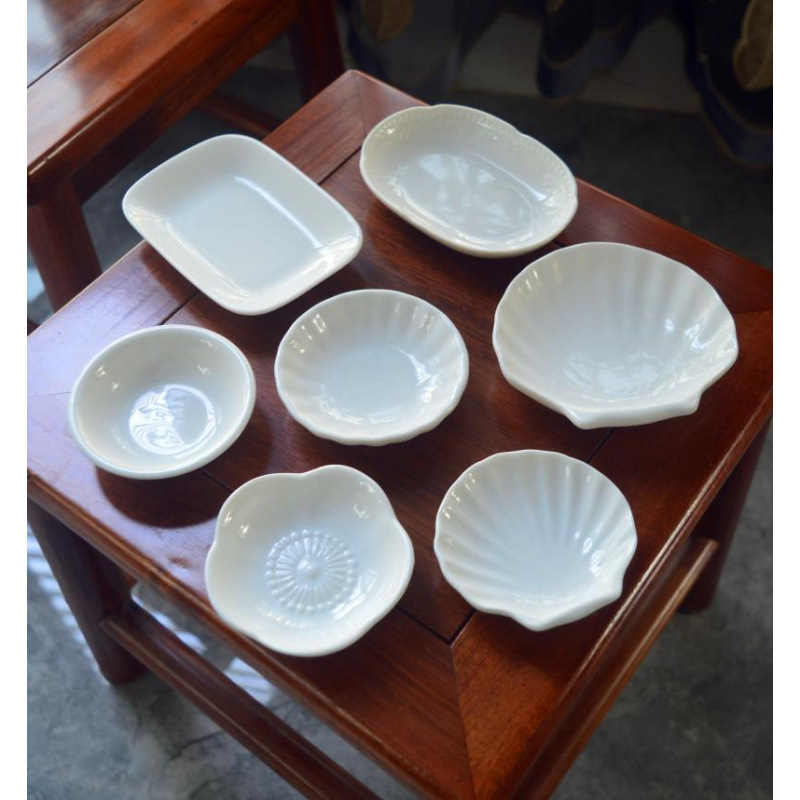 Farfurie rotundă din porțelan pentru sosuri și gustări; farfurioară de muștar; culoare solidă, stil chinezesc; ideal cadou