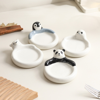 Vas ceramic pentru sos, în formă de animal 3D, mic recipient pentru sos de soia și ketchup
