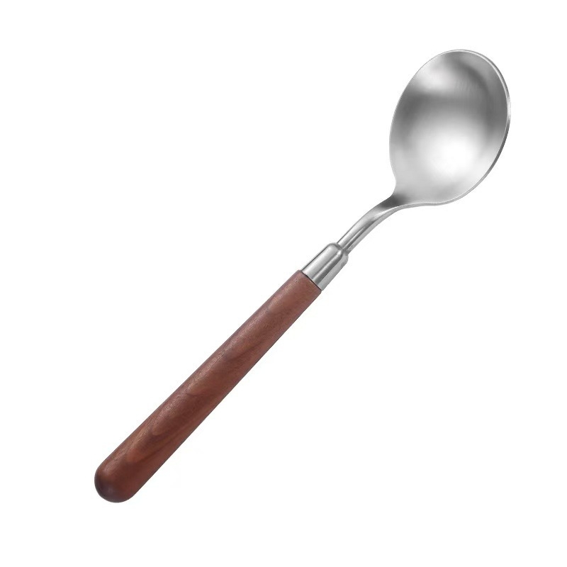 Set cuțite și furci pentru steak, cu mâner din lemn de nuc, din oțel inoxidabil 304, cu lingură