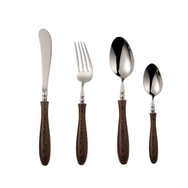 Σετ μαχαιριών και πιρουνιών Yinuo Kitchen από Chicken-Wing Wood, ανοξείδωτο ατσάλι 304 – υψηλής ποιότητας, ελαφριά πολυτέλεια δυτικού στυλ με μαχαίρι, πιρούνι и κουτάλι