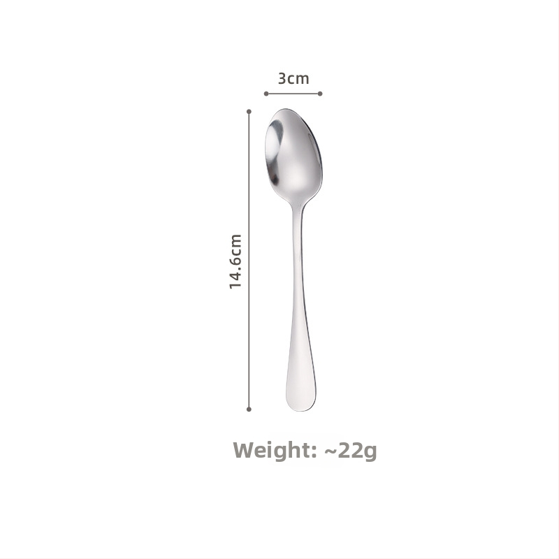 Oțel inoxidabil 304, set linguri rotunde 1010: lingură de orez, lingură de supă, lingură de cafea, lingură de înghețată și linguriță de ceai, cu siglă laser