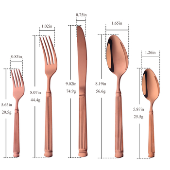 Tacâmuri din oțel inoxidabil, cu design de coloană romană, set de 5 piese (cuțit, furculiță și lingură), pentru uz casnic și hotelier