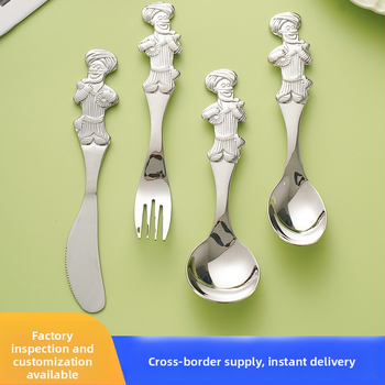 Set de tacâmuri din oțel inoxidabil 304 pentru copii – cuțit, furculiță și lingură cu design desen animat