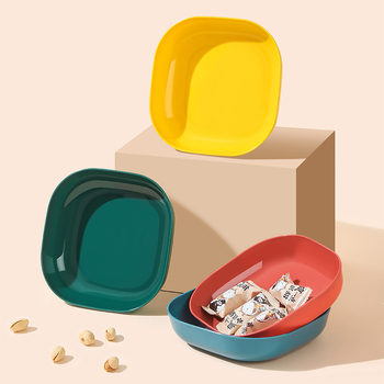 Farfurie pătrată din plastic pentru salate și gustări, diametrul 14–14,9 cm, compatibilă cu microundele